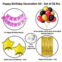 Surprises Planner Birthday Banner, Metallic Balloons, Gold Star Foil Balloons, Foil Curtain, Glue Dot, Arch Strip Birthday Decoration Kit for Boys/Girls/Celebration - Pack of 36-thumb1