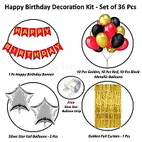 Surprises Planner Birthday Banner, Metallic Balloons, Gold Star Foil Balloons, Foil Curtain, Glue Dot, Arch Strip Birthday Decoration Set for Boys/Girls/Celebration - Pack of 36-thumb1