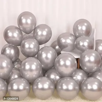 Surprises Planner Graceful Silver Metallic Balloons for Birthday/Anniversary/Party/Decoration - Pack of 50-thumb2