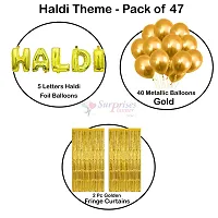 Surprises Planner Golden Yellow Metallic Balloons, Haldi Foil Letters Balloons, Gold Fringe Curtains Haldi Decoration Set for Wedding/Girls - Pack of 47-thumb4