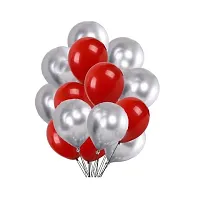 Surprises Planner Happy Birthday/Party Decoration Combo Red Silver Metallic Balloons, Happy Birthday Banner, Star Foil Balloons, Silver Foil Curtain, Glue Dots - 59 Pcs-thumb2