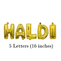 Surprises Planner Golden Yellow Metallic Balloons, Haldi Foil Letters Balloons, Star Foil Balloon, Gold Fringe Curtains, Glue Dots Haldi Decoration Set for Wedding/Girls - Pack of 49-thumb1