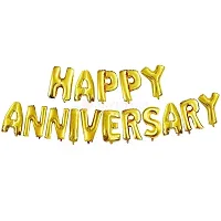 Surprises Planner Happy Anniversary Foil Letters Balloons, Star Heart Foil Balloons, Golden Red Metallic Balloons Anniversary Decoration Theme Set - Pack of 64-thumb3