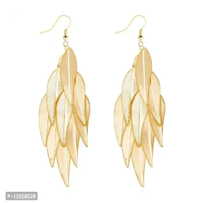 Kriosm Jewels Gold Plated Leaf Bunch Dangle Earring for Women, Gold