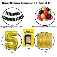 Surprises Planner Birthday Banner, Metallic Balloons, No.5 Foil Balloon, Gold Foil Curtain, Magic Candles Birthday Decoration Kit for 5th Birthday/Boys/Girls/Celebration - Pack of 34-thumb1