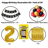 Surprises Planner Birthday Banner, Metallic Balloons, No.1 Foil Balloon, Gold Foil Curtain, Magic Candles Birthday Decoration Kit for 2nd Birthday/Boys/Girls/Celebration - Pack of 34-thumb1