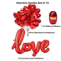 Surprises Planner Red Cursive Love Foil Balloons, Ribbon, Red Heart Foil Balloons Combo for Birthday/Anniversary/Valentine/Decoration - Pack of 12-thumb2