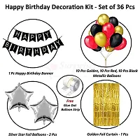 Surprises Planner Birthday Banner, Metallic Balloons, Silver Star Foil Balloons, Foil Curtain, Glue Dots, Arch Strip Birthday Decoration Kit for Boys/Girls/Celebration - Pack of 36-thumb1