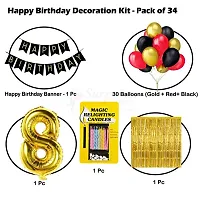 Surprises Planner Birthday Banner, Metallic Balloons, No.8 Foil Balloon, Gold Foil Curtain, Magic Candles Birthday Decoration Kit for 8th Birthday/Boys/Girls/Celebration - Pack of 34-thumb1