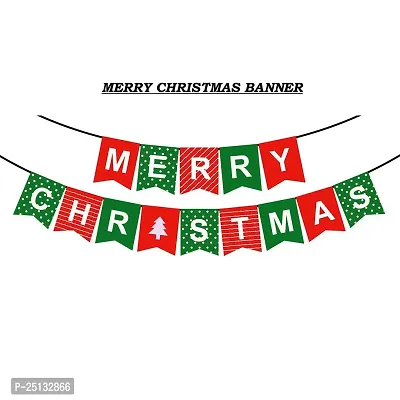 Surprises Planner Merry Christmas Cardstock Banner, Heart Foil Balloon, Red Green Metallic Balloons Christmas Decoration Set for Christmas Celebration - Pack of 45-thumb2