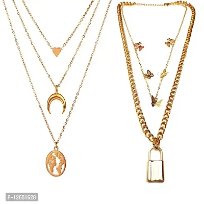 Buy online Fashion Gold Plated Trending Lock Inspired Multi Layered  Necklace Set from fashion jewellery for Women by Starvis for ₹269 at 73%  off | 2024 Limeroad.com