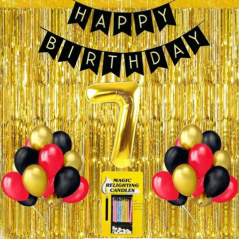 Surprises Planner Birthday Banner, Metallic Balloons, No. Foil Balloon, Gold Foil Curtain, Magic Candles Birthday Decoration Kit for Birthday/Boys/Girls/Celebration - Pack of 34