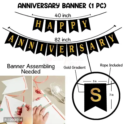 Surprises Planner Happy Anniversary Banner, No. 4 Foil Balloons, Metallic Balloons Anniversary Decoration Set for Husband/Wife/Home - Pack of 42-thumb5