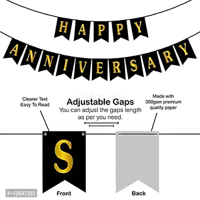 Surprises Planner Black Happy Anniversary Banner for Anniversary/Decoration/Couples - Pack of 1-thumb2
