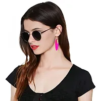 Kriosm Jewels Gold Plated Funky Feather Earring for Women, Pink-thumb1