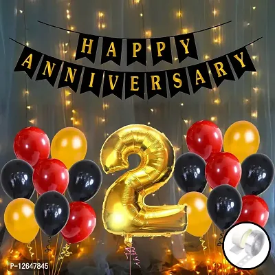 Surprises Planner Anniversary Banner, Number 2 Foil Balloons, Metallic Balloons, Arch, Glue Dot Anniversary Decoration Set for Husband/Wife/Home - Pack of 54-thumb0