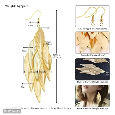 Kriosm Jewels Gold Plated Leaf Bunch Dangle Earring for Women, Gold-thumb4