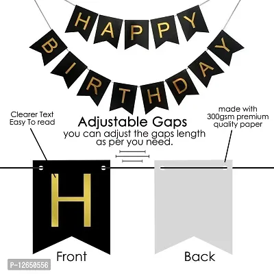 Surprises Planner Happy Birthday/Party Decoration Combo Black Metallic Balloons, Happy Birthday Banner, Star Foil Balloons, Silver Foil Curtain, Glue Dots - 59 Pcs-thumb4