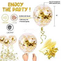 Surprises Planner Happy Birthday/Party Decoration Combo Black Gold Silver Metallic Balloons, Confetti Balloons, Happy Birthday Banner, Glue Dots - Set of 69 Pcs-thumb3