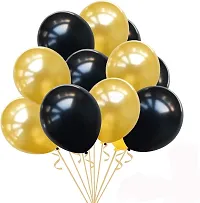 Surprises Planner Happy Birthday/Party Decoration Combo Black Gold Silver Metallic Balloons, Confetti Balloons, Happy Birthday Banner, Glue Dots - Set of 69 Pcs-thumb1