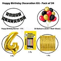 Surprises Planner Birthday Banner, Metallic Balloons, No.4 Foil Balloon, Gold Foil Curtain, Magic Candles Birthday Decoration Kit for 4th Birthday/Boys/Girls/Celebration - Pack of 34-thumb1