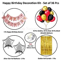 Surprises Planner Birthday Banner, Metallic Balloons, Gold Star Foil Balloons, Foil Curtain, Glue Dots, Arch Strips Birthday Decoration Set for Girls/Boys/Celebration - Pack of 36-thumb1