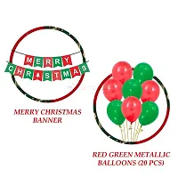 Surprises Planner Merry Christmas Cardstock Banner, Heart Foil Balloon, Red Green Metallic Balloons Christmas Decoration Set for Christmas Celebration - Pack of 45-thumb2