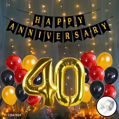 Surprises Planner Anniversary Banner, Number 40 Foil Balloons, Metallic Balloons, Arch, Glue Dot Anniversary Decoration Set for Husband/Wife/Home - Pack of 55
