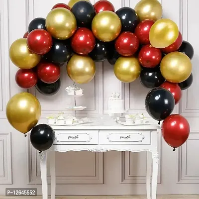 Surprises Planner Golden, Black, Red Metallic Balloons Decoration Set for Birthday/Anniversary/Party - Pack of 40