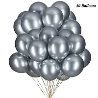 Surprises Planner Graceful Silver Metallic Balloons for Birthday/Anniversary/Party/Decoration - Pack of 50-thumb2