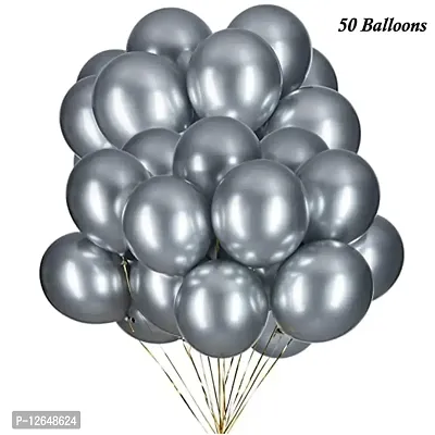 Surprises Planner Graceful Silver Metallic Balloons for Birthday/Anniversary/Party/Decoration - Pack of 50-thumb3