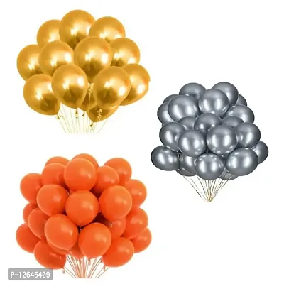 Shining Golden, Silver and Orange Metallic Balloons Set for Birthday/Anniversary/Party/Decoration - Pack of 30