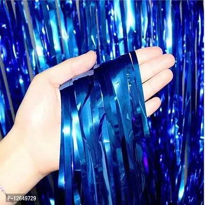 Surprises Planner Super Shiny Dark Blue Fringe Curtains Photo Backdrops for Birthday/Anniversary/Party/Celebration - Pack of 2