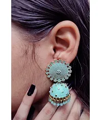 Kriosm Jewels Premium Gold Plated Jhumka Earring for Women, Turquoise-thumb4