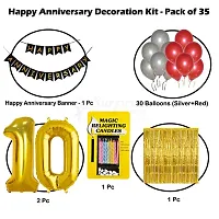 Surprises Planner Anniversary Banner, Metallic Balloons, No.10 Foil Balloon, Gold Foil Curtain, Magic Candles Anniversary Decoration Set for 10th Anniversary/Couples - Pack of 35-thumb1