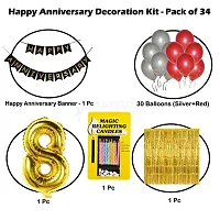 Surprises Planner Anniversary Banner, Metallic Balloons, No.8 Foil Balloon, Gold Foil Curtain, Magic Candles Anniversary Decoration Set for 8th Anniversary/Couples - Pack of 34-thumb1