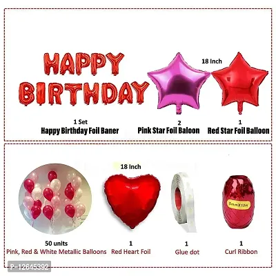 Surprises Planner Happy Birthday Foil, Star Heart Foil Balloons, Glue Dots, Balloon Arch Strip, Metallic Balloons Birthday Combo for Boys/Girls/Celebration - Pack of 57-thumb2