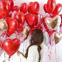 Surprises Planner Red Cursive Love Foil Balloons, Ribbon, Red Heart Foil Balloons Combo for Birthday/Anniversary/Valentine/Decoration - Pack of 12-thumb3