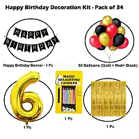 Surprises Planner Birthday Banner, Metallic Balloons, No.6 Foil Balloon, Gold Foil Curtain, Magic Candles Birthday Decoration Kit for 6th Birthday/Boys/Girls/Celebration - Pack of 34-thumb1