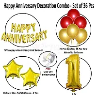 Surprises Planner Anniversary Foil Banner, Metallic Balloons, Star Foil Balloons, No.1 Foil Balloon, Glue Dot, Arch Strip Decoration Set for 1st Anniversary/Couples- Pack of 34-thumb1