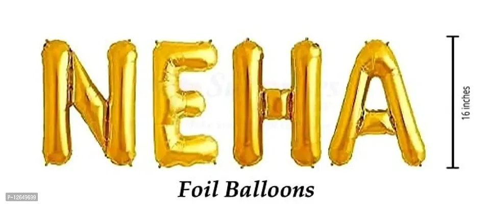 Surprises Planner Unique ""Neha"" Name Golden Foil Balloon for Birthday/Celebration/Surprise/Decoration-thumb2