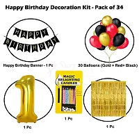 Surprises Planner Birthday Banner, Metallic Balloons, No.1 Foil Balloon, Gold Foil Curtain, Magic Candles Birthday Decoration Kit for 1st Birthday/Boys/Girls/Celebration - Pack of 34-thumb1