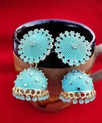 Kriosm Jewels Premium Gold Plated Jhumka Earring for Women, Turquoise-thumb1