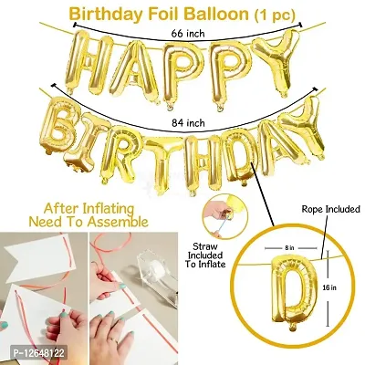 Surprises Planner Happy Birthday/Party Decoration Combo Black Gold Silver Metallic Balloons, Happy Birthday Gold Foil Banner, Silver Foil Curtain, Glue Dots - Set of 66 Pcs-thumb5