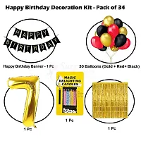 Surprises Planner Birthday Banner, Metallic Balloons, No.7 Foil Balloon, Gold Foil Curtain, Magic Candles Birthday Decoration Kit for 7th Birthday/Boys/Girls/Celebration - Pack of 34-thumb1