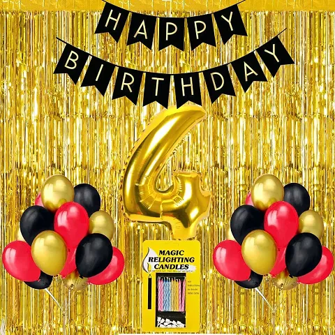 Surprises Planner Birthday Banner, Metallic Balloons, No. Foil Balloon, Gold Foil Curtain, Magic Candles Birthday Decoration Kit for Birthday/Boys/Girls/Celebration - Pack of 34