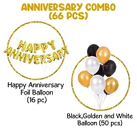 Surprises Planner Happy Anniversary Foil Letters Balloons, Golden Black Silver Metallic Balloons Anniversary Decoration Theme Set - Pack of 66-thumb1