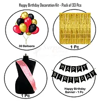 Surprises Planner Happy Birthday Banner, Metallic Balloons, Foil Curtain and Birthday Girl Sash Decoration Kit for Girls/Birthday - Pack of 33-thumb1