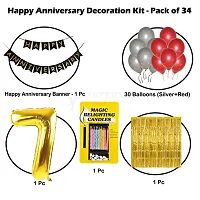 Surprises Planner Anniversary Banner, Metallic Balloons, No.7 Foil Balloon, Gold Foil Curtain, Magic Candles Anniversary Decoration Set for 7th Anniversary/Couples - Pack of 34-thumb1