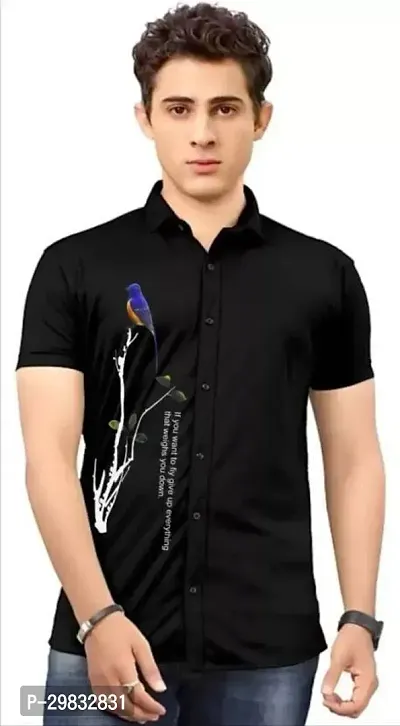 Reliable Black Polycotton Printed Casual Shirt For Men-thumb0